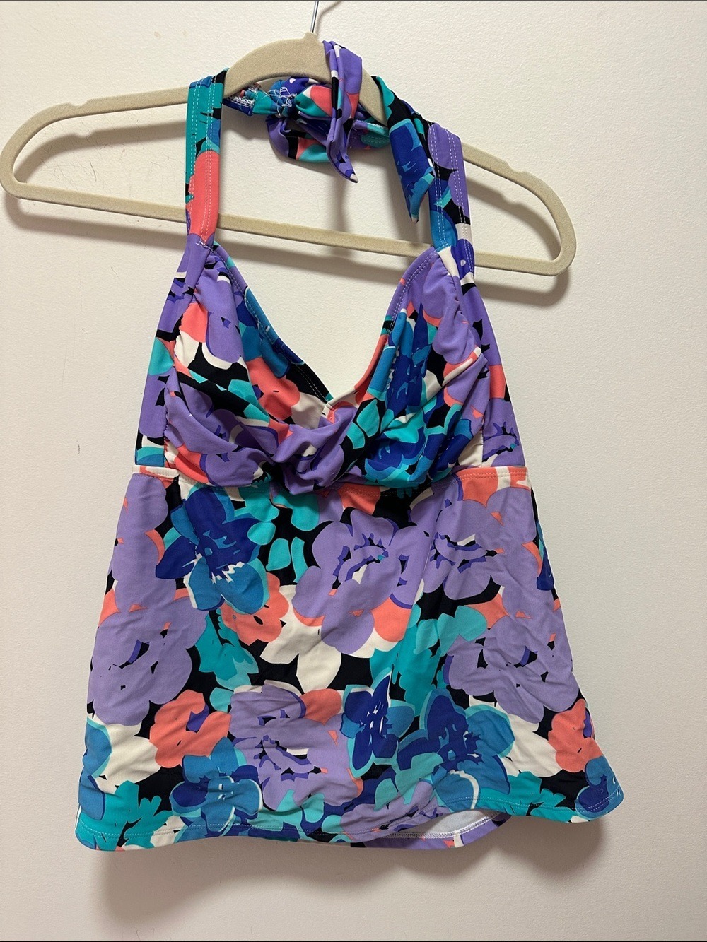 Catalina Purple Teal Coral Floral One-Piece Tankini Top